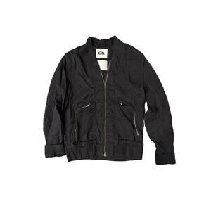 Ch. CHAPTER Designer Men's Upscale Two-Way Zipper Bomber Jacket Black Size M